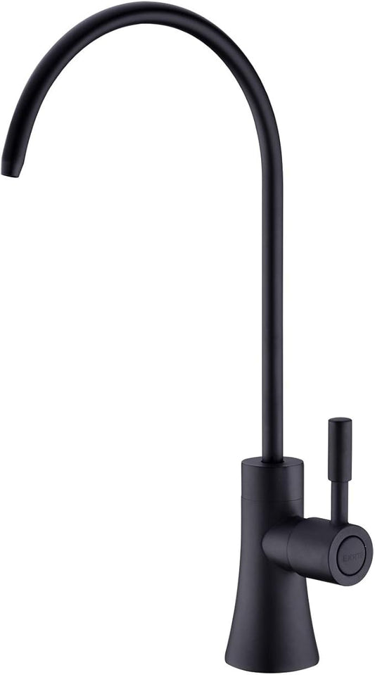 EKRTE Matte Black Drinking Water Faucet for Kitchen Sink, Brass Kitchen Water Filter Faucet,Commercial Water Filtration Faucet for Under Sink Water Filter System, Solid Brass RO Faucet in Matte Black