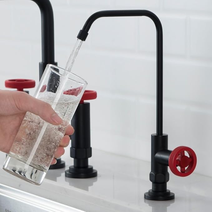 KRAUS Urbix 100% Lead-Free Kitchen Water Filter Faucet in Matte Black/Red, FF-101MBRD