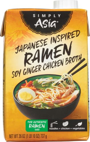 Simply Asia Japanese Inspired Ramen Soy Ginger Chicken Broth, 26 fl oz (Pack of 2)
