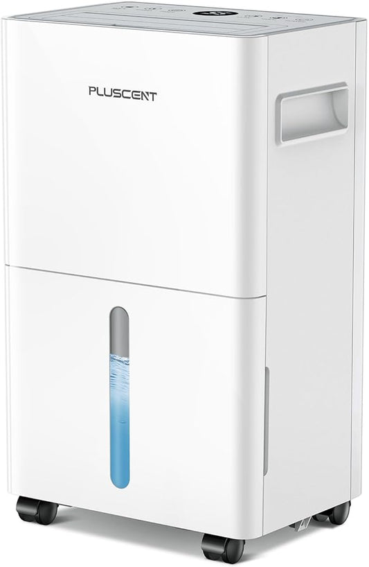 1500 Sq.ft Dehumidifier for Basement, PlUSCENT Max 21 Pint/Day Dehumidifiers for Home, Large Room, Bedroom with Drain Hose, Smart Humidity Control & Monitor, 3 Operation Modes, 24H Timer, Auto Defrost
