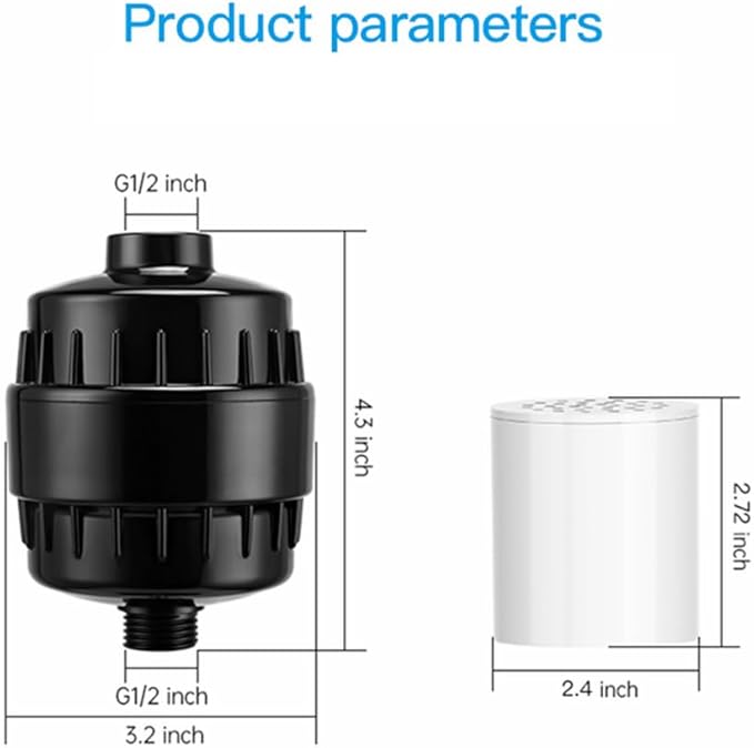 20 Stage Shower Filter Universal with Replaceable Water Filter,Bathroom shower filter head for hard water,Removing Chlorine and fluoride,Black