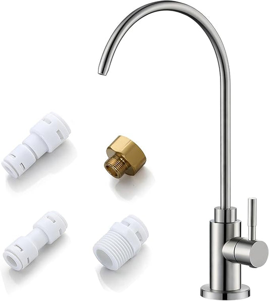 Water Filter Faucet, VMASSTONE Reverse Osmosis Faucet Fits Most RO Units or Water Filtration System in Non-Air Gap, Lead-Free Stainless Steel Drinking Water Faucet for Bar Kitchen Sink, RV (DM001 BN)