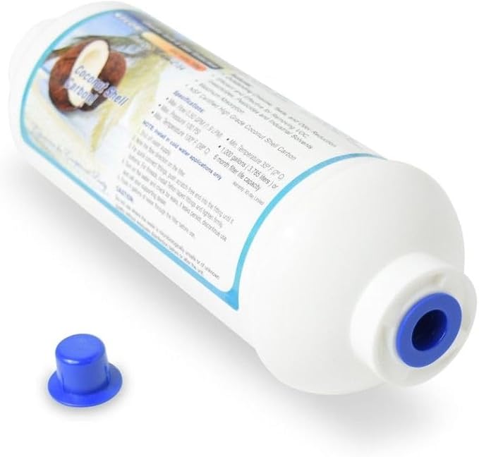 PureT IL-6W-C-14, 2"x6" (1/4" Threaded Connection) Inline Post GAC Carbon Filter - NSF Certified - Reverse Osmosis Water Filter, Lifetime of 1 Year or 700 Gallons