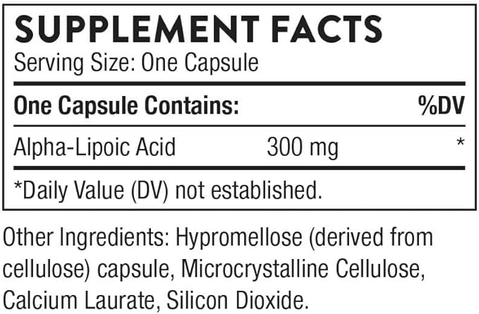 THORNE - Alpha-Lipoic Acid - 300 mg - Supplement Liver Detox, Antioxidant Support, Nerve Health and Mental Sharpness* - 60 Capsules
