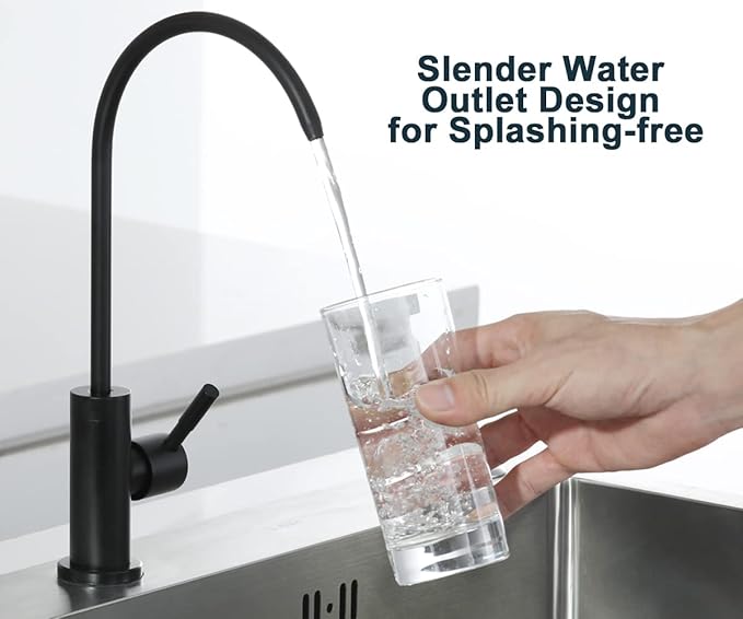 ESOW Kitchen Water Filter Faucet, 100% Lead-Free Drinking Water Faucet Fits Most Reverse Osmosis Units or Water Filtration System in Non-Air Gap, Stainless Steel 304 Body Matte Black Finish