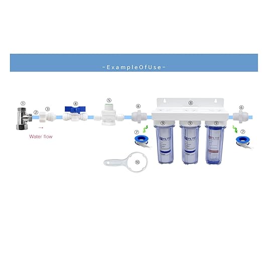 Whole House 3-Stage 10 inch Standard Water Filtration System 3/4" Rust Removal Water Purifier Filter DIY 3 Filters Set (Whole DIY Set)