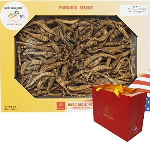 8OZ=227g/Box American Wild Ginseng 15~20 Years, American Wisconsin Whole Ginseng Root Hand-Selected | 美国威斯康辛州野生西洋参 花旗参 野泡参 整枝小号 |Cultivated American Ginseng WI 131# 8OZ/Box