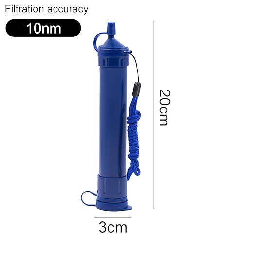 Water Filter Camping, Personal Backpacking Water Filter Straw Portable for Hiking Travels (Dark Blue)
