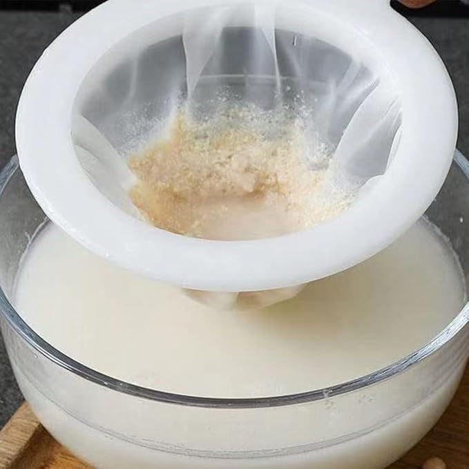 2-Piece 200-Mesh Ultra-Fine Juice Strainer Set, Smooth Fine Mesh for Soy Milk, Juice, Wine, Multi-Purpose Kitchen Strainer with Non-Slip Handle for Home & Commercial Use