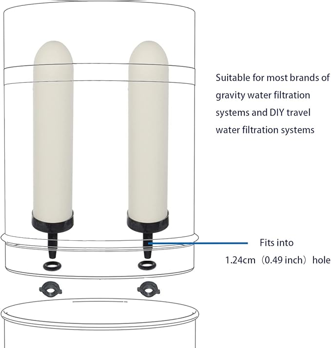HUI NING 10-inch Replacement Ceramic Filter Candle with Activated Carbon for Countertop Gravity Water Filter System,Household Water Bucket, Water Cooler Filtration Systems Water Pitcher