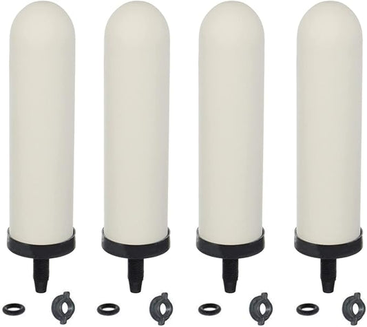 HUINING 4PCS 7-inch Replacement Ceramic Filter Candle with Activated Carbon for Countertop Gravity Water Filter System and Household Water Cooler Filtration Systems
