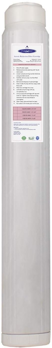 Crystal Quest Arsenic Water Filter Cartridge – Reduces Arsenic – Long Lasting, Easy to Install, High-Capacity, Steady 3 GPM Flow – Improves Water Quality for Home and Office - 2-7/8" x 20"