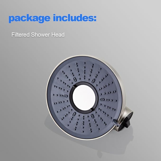 Filtered Shower Head - 8 Inches High Pressure Fixed Rain Showerhead for Hard Water Softener with 18-Stage Filter - Reduces Chlorine and Heavy Metals （Nickel Brushed）