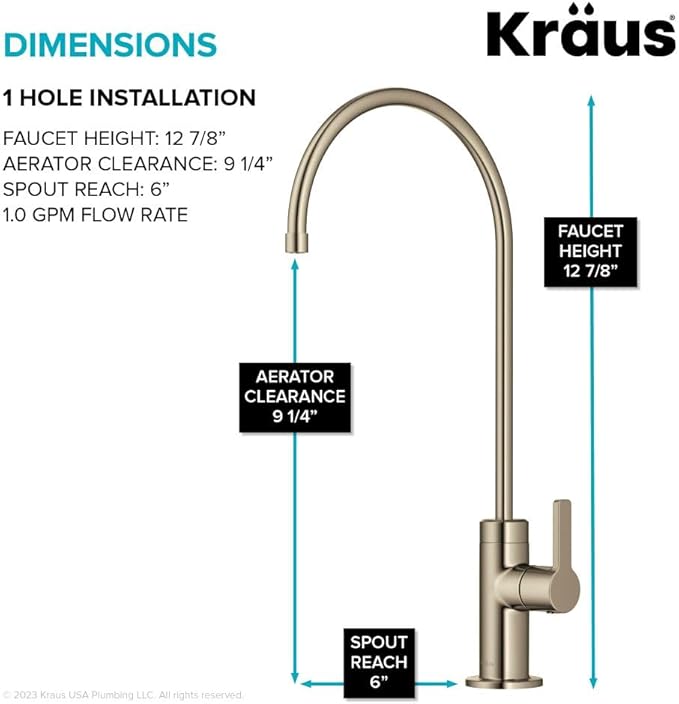 KRAUS Oletto Single Handle Drinking Water Filter Faucet for or Water Filtration System in Spot-Free Antique Champagne Bronze, FF-103SFACB