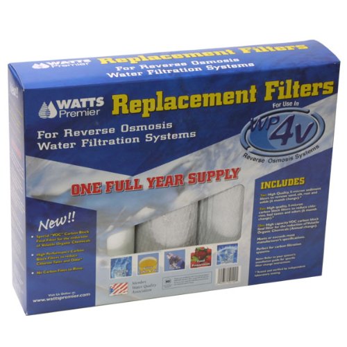 Watts Premier Annual 5-Pack VOC Filtration Kit for WP-4V RO Reverse Osmosis System, Water Filter Replacement, 2 Sediment Filters, 2 Carbon Pre-Filters, VOC Filter, Reduces Chlorine & Sediments
