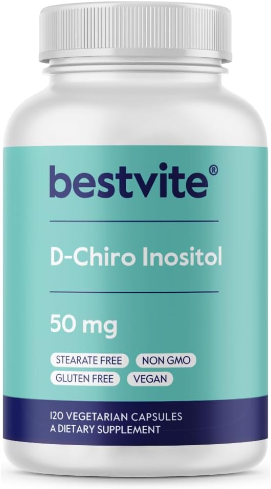 BESTVITE D-Chiro Inositol (120 Vegetarian Capsules) - No Stearates - Vegan - Non GMO - Gluten Free - 1 Capsule for 40:1 Inositol Ratio