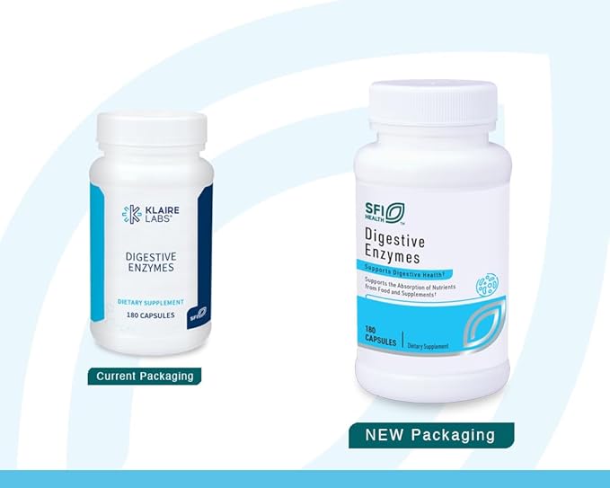Klaire Labs SFI Health Digestive Enzymes - Gut Health Supplements with Lipase, Amylase & Protease Enzymes for Digestion - Aid Nutrient Absorption - Help Occasional GI Discomfort (180 Capsules)