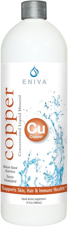 Liquid Ionic Copper Supplement (16oz) Healthy Skin, Veins and Body. Doctor Formulated. Zero Calories. Zero Sugar. Keto Friendly. by Eniva Health.