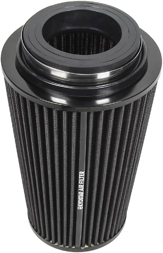 3/3.5/4inch Inlet Cold Air Intake Cone Replacement Performance Washable High Flow Dry Air Filter (BLACK)