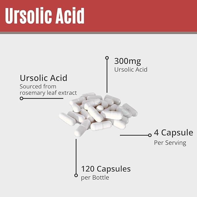 MAAC10 Ursolic Acid 300mg - Sourced from Rosemary Extract, AMPK & Sirtuin Activator - Third-Party Lab Tested
