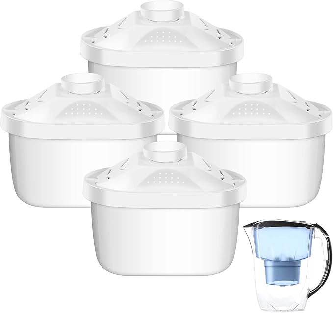 4 Pcs Alkaline Water Filter Replacement Alkaline Water Pitcher Replacement Cartridge for Healthy Drink, 7 Stage Filtration System to Purify