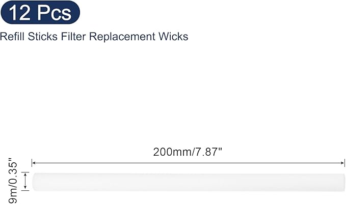 uxcell 12pcs Humidifier Cotton Stick, 9 x 200mm Refill Sticks Filter Replacement Wicks, Humidifier Filter Cotton Refill Travel Mini Humidifier Filters Sticks