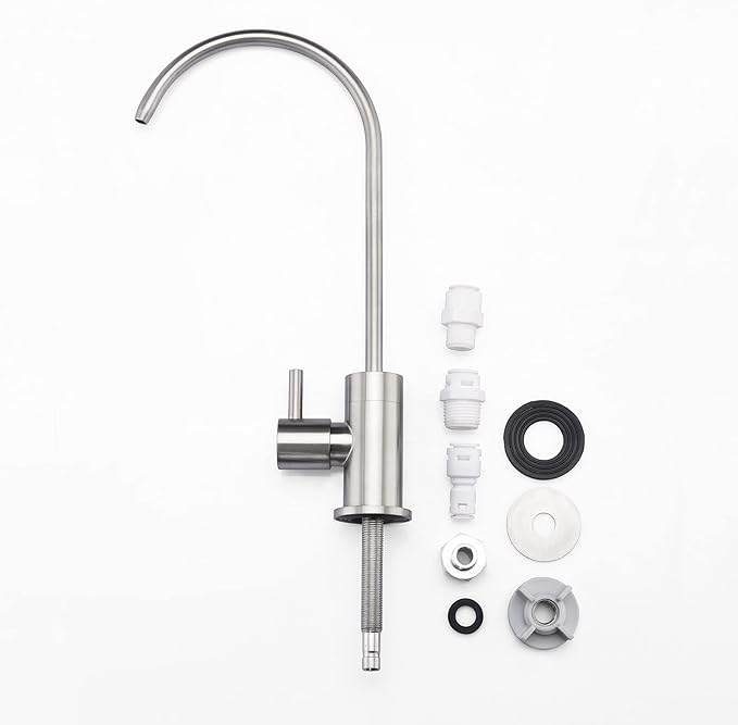 Drinking Water Faucet for Kitchen Sink, Reverse Osmosis Water Filtration Faucet for Bar Sink, Brushed Nickel and Stainless Steel, B06