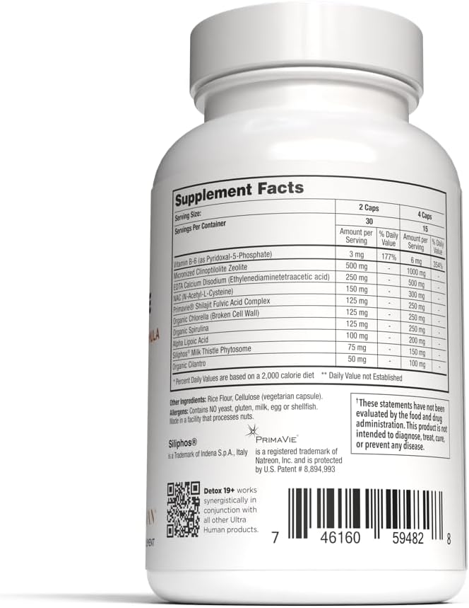 Ultra Human Daily Wellness Support – Heavy Metal Detox Cleanse, with Zeolite, Shilajit, Organic Greens, NAC. Supports Daily Detox & Immune System - (60 Capsules)