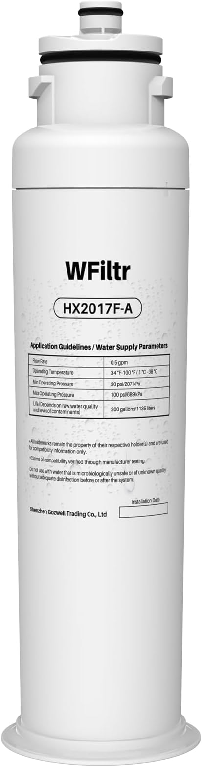 HX2017FR-A Water Filter Compatible with Hisense HRF266N6CSE1, HRF266N6CSE, HRF209N6CSE, HRF254N6TSE, HRF254N6DSE (1 Pack)
