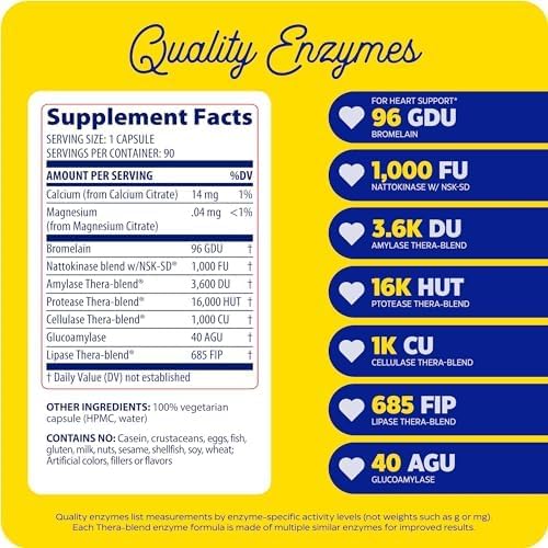 Enzymedica, Natto-K, Nattokinase Supplement, Promotes Heart Health & Circulation, 90 Count
