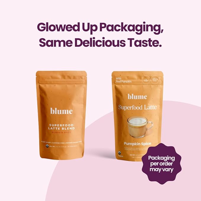 Blume Pumpkin Spice Latte - Superfoods Powdered Latte - Syrup free, Organic & Vegan Latte - 30 Servings (125g)