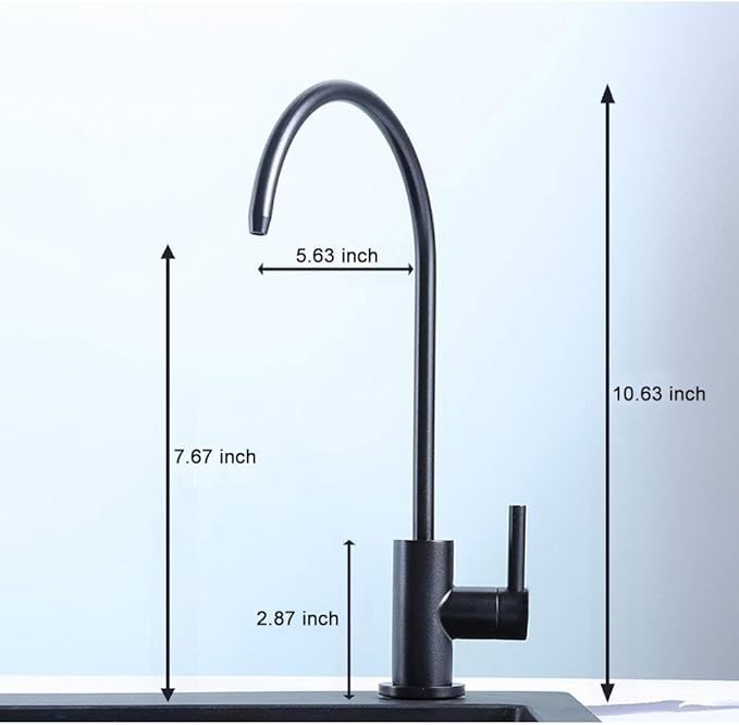 ESOW Kitchen Water Filter Faucet, 100% Lead-Free Drinking Water Faucet Fits Most Reverse Osmosis Units or Water Filtration System in Non-Air Gap, Stainless Steel 304 Body Matte Black Finish