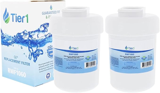 Tier1 Refrigerator Water Filter 2-pk | Replacement for GE SmartWater MWFP, MWFA, GWF, GWFA, HWF, Kenmore 9991, 46-9991, 469991, WSG-1, WFC1201, Fridge Filter