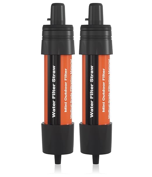 2 Pack Water Filter Straw - Portable, Compact, Multipurpose Water Purification Device for Emergency Kits, Outdoor Activities, Camping, Travel