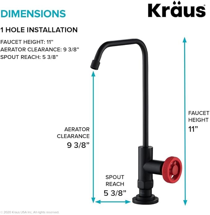 KRAUS Urbix 100% Lead-Free Kitchen Water Filter Faucet in Matte Black/Red, FF-101MBRD