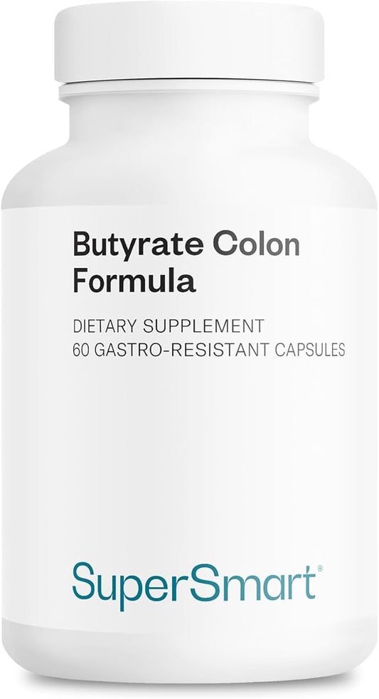 Supersmart Butyrate Colon Formula (Advanced Formula) - with Turmeric, MicrobiomeX & Peppermint Oil | Vegan & Gluten Free - 60 Gastro-Resistant Capsules