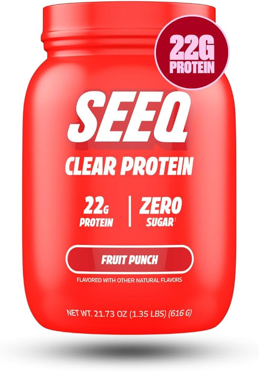 SEEQ Clear Whey Isolate Protein Powder, Fruit Punch, 22 Servings, 22g Protein Per Serving, Sugar-Free, Keto-Friendly, Soy-Free Clear Protein Powder, Juice-Like Protein