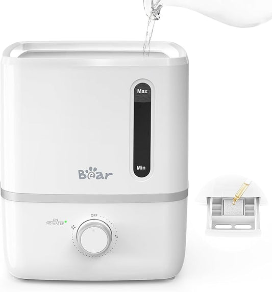 Bear Humidifiers for Bedroom, 3L Cool Mist Humidifiers and Oil Diffuser, Quiet Rapid humidifiers for Home Whole House, with Adjustable Mist Output and Auto Shut-off, White