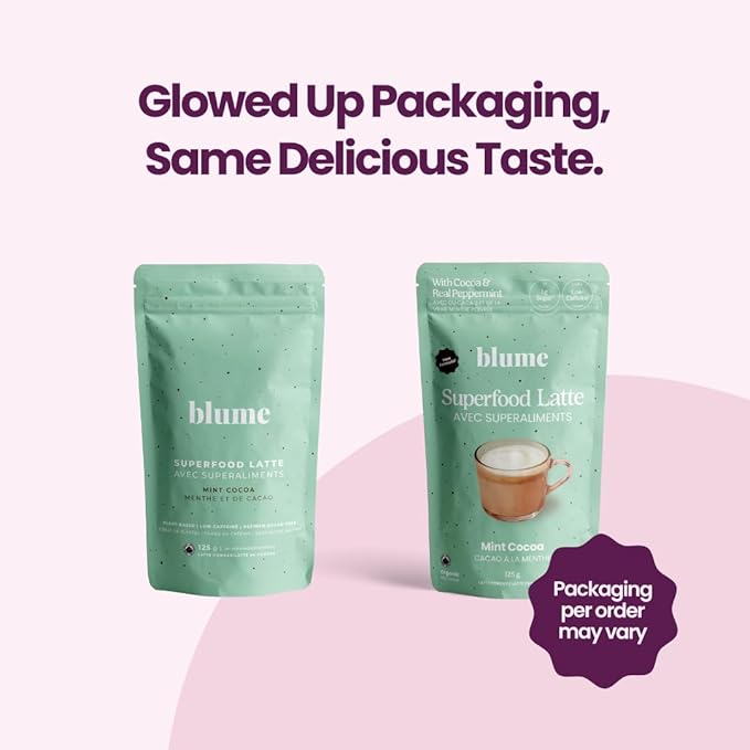 Blume Mint Cacao Blend - Superfoods latte with Brain Boosting Adaptogen Organic Cacao - Keto Friendly & Vegan Hot Chocolate - 30 Servings