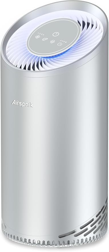 Aluminum Housing Air Purifiers for Home Bedroom Cover 1375ft². Washable Pre-Filter HEPA Air Purifier for Pets Hair Dander Odors, Filter 99.99% Smoke Dust Dander Pollen, Night Light Sleep Mode