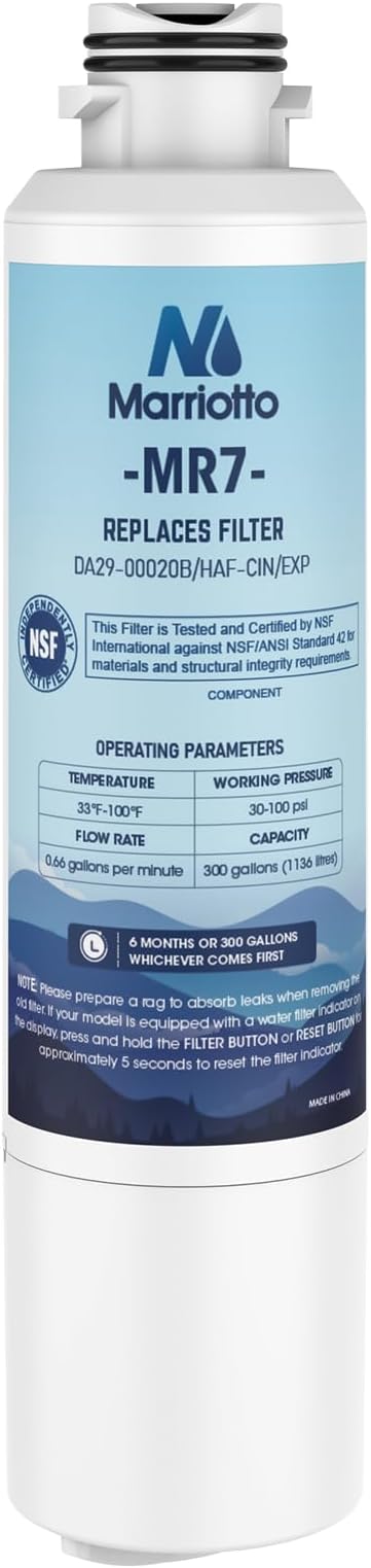 MARRIOTTO DA29-00020B Refrigerator Water Filter, Compatible with DA29-00020B, DA29-00020A, HAF-CIN/EXP, 46-9101 Refrigerator Water Filter, 1 Pack