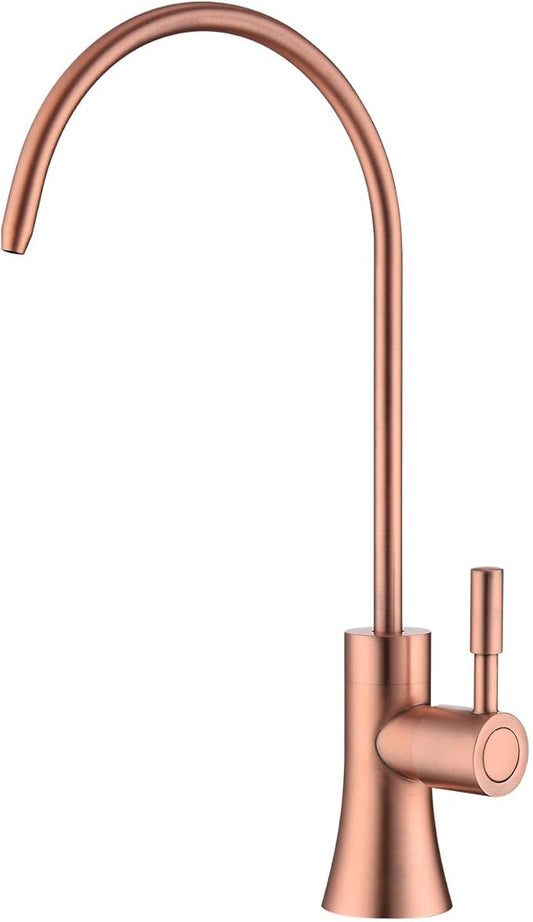 EKRTE Copper Drinking Water Purifier Faucet, Rose Gold Kitchen Bar Sink Drinking Water Purifier Faucet, Commercial Water Filtration Faucet for Under Sink Water Filter System,Brass RO Faucet in Copper