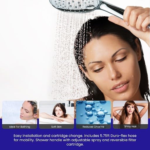 Crystal Quest Luxury Shower Power Handheld & Shower Head Combo Filtration System Chrome - BPA Free | 1.25-2.5 GPM | Reversible Cartridge | Great for Dechlorination