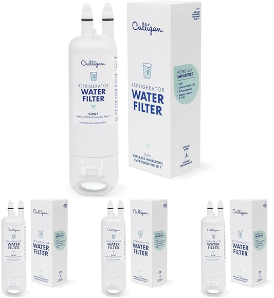 Culligan CUW1 Refrigerator Water Filter Replacement for Whirlpool Water Filter 1 (EDR1RXD1) Replace Every 6 Months Pack of 4