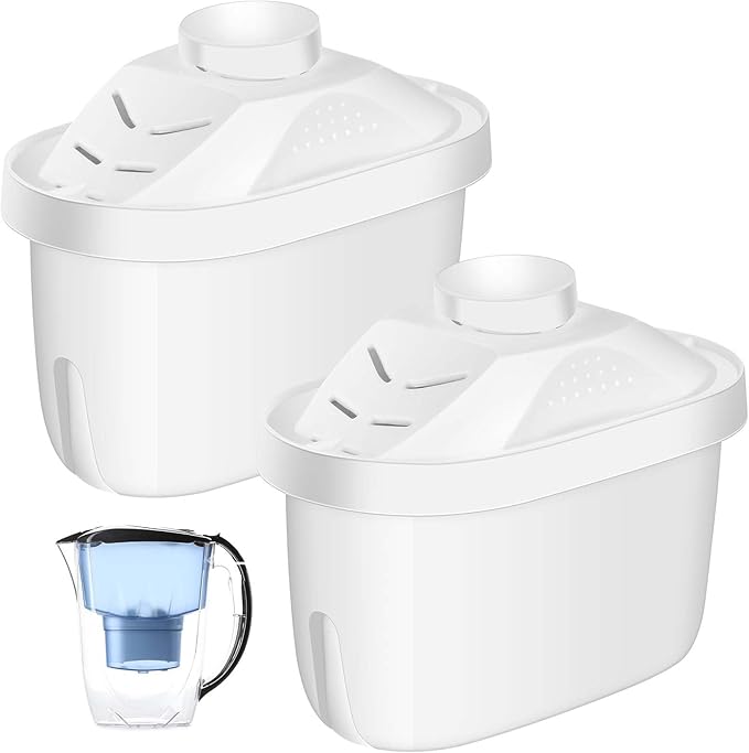 2 Pcs Alkaline Water Filter Replacement Alkaline Water Pitcher Replacement Cartridge for Healthy Drink, 7 Stage Filtration System to Purify