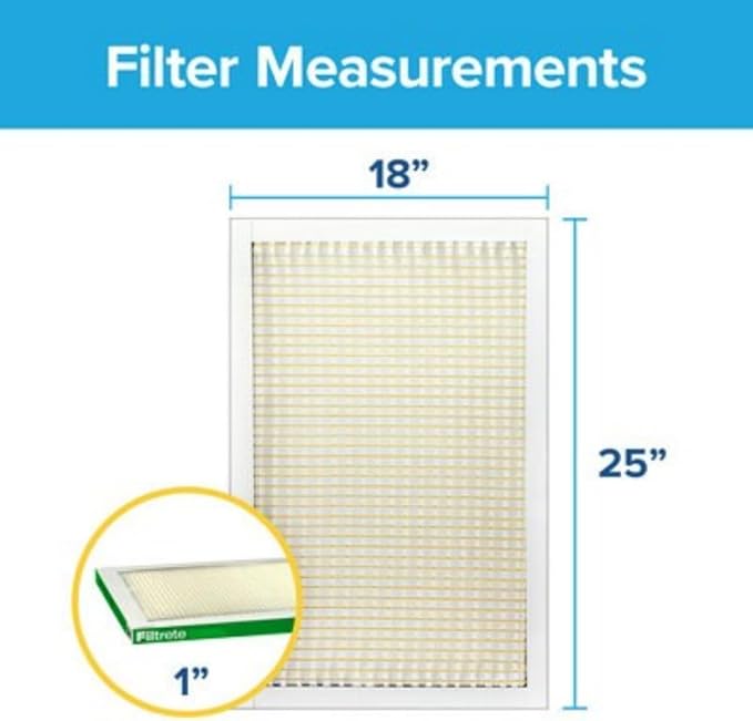 Filtrete 18x25x1 AC Furnace Air Filter, MERV 8, MPR 700, Tough on Pollen, Easy on Airflow, 3-Month Pleated 1-Inch Electrostatic Air Cleaning Filter, 4-Pack (Actual Size 17.81 x 24.81 x 0.81 in)