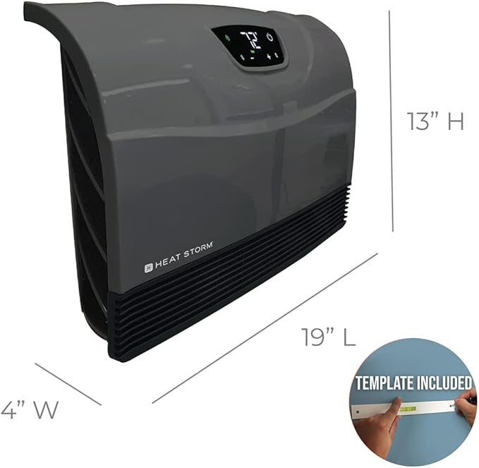 Heat Storm Phoenix HS-1500-PHX, Infrared Space Heater with Attachable Feet, Remote Control, Energy Efficient-750-1500 Watts, Gray Floor or Wall