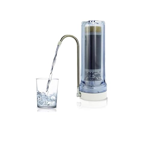 Oceanic Countertop Water Filter, Multi-Stage Mineral pH Alkaline Easy Install Faucet Water Filter - Reduces Heavy Metals, Bad Taste and Up to 99% of Chlorine - Clear