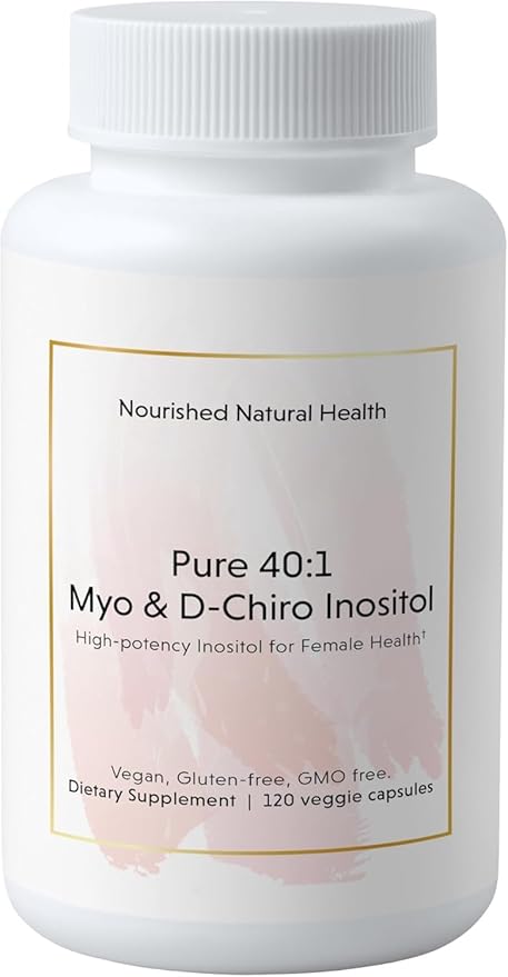 Nourished 40:1 Myo-inositol & D-Chiro Inositol - Supplement for Women with Fertility, Skin Health, or Menstrual Cycle Symptoms - Hormone Balance for Women - 120 Capsules