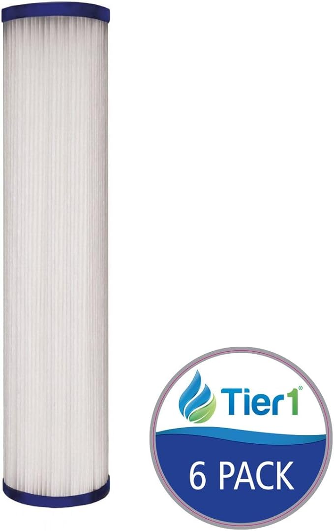 Tier1 30 Micron 10 Inch x 2.5 Inch | 6-Pack Pleated Polyester Whole House Sediment Water Filter Replacement Cartridge | Compatible with Pentek R30, Hydronix SPC-25-1030, Home Water Filter